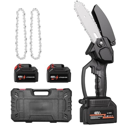 チェーンソー 充電式 電動ノコギリ 電動チェーンソー 替刃付き バッテリー 搭載 小型 薪割り 薪作り 枝切り 庭木の剪定 ハンディ ミニ電動のこぎり 家庭用 木工切断 園芸設備 収納 き 日本語説明書 ブラック b 24 e 1642