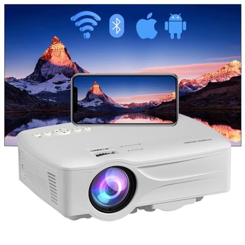 プロジェクター Wifi 2.4|5.0 Bluetooth対応 1080 Pフル HD 対応 8000 LM スピーカー内蔵 家庭用プロジェクター 短距離投影 携帯電話の無線|有線接続 SDカード|PC|タブレット|PS 4|PS 5| 7 d 1 db c 2