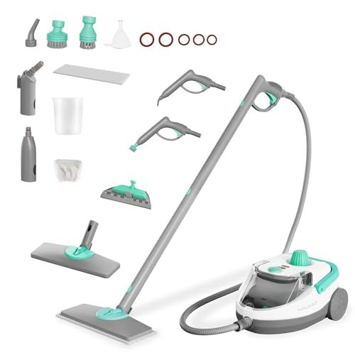 HAUSHOF スチームクリーナー スチーム掃除機 2025新型 高温105℃ 大容量1 5 L ボイラー式 20点アクセサリー付属 化学薬品不要 多目的スチーム洗浄機 床 キッチン 浴室 カーペット 車内掃除 除菌 油汚れ除去 年末清掃 m