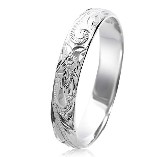 LocoMocoAloha ハワイアンジュエリー リング 指輪 Silver 925 ペアリング 波 プルメリア ストレート 保証 m