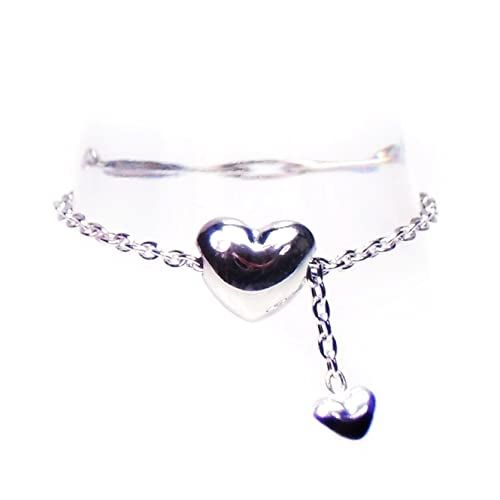 K 18 WG 指輪 18金ホワイトゴールド ぷっくり ハート チェーンリング ピンキーリング フリーサイズ ホワイトゴールド m