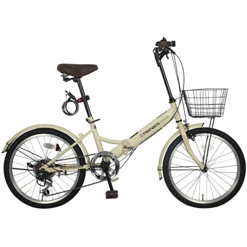 PROVROS プロブロス 折りたたみ自転車 20インチ シマノ6段ギア カゴ･ワイヤー錠･ライト付き 通勤 通学 街乗り 折り畳み 自転車 P 206 m