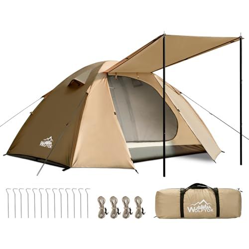 テント 2人用 冬用 防風防雨防雪 超軽量 簡単設営 二重層構造 耐水圧4000 mm 自立式 幅広い内室 コンパク収納 通風防蚊ネット付き 4シーズン 登山 釣り キャンプ 防災 ツーリング アウトドア ファミリー ドームテント wolfyok outdo m