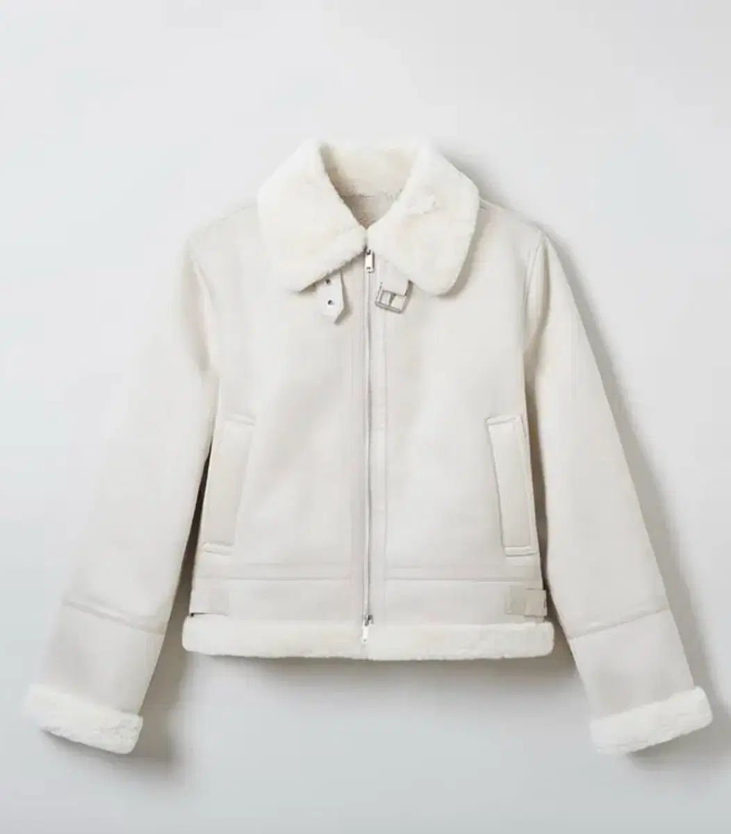 SPAO ファーバイカラー ムートン クリーム S