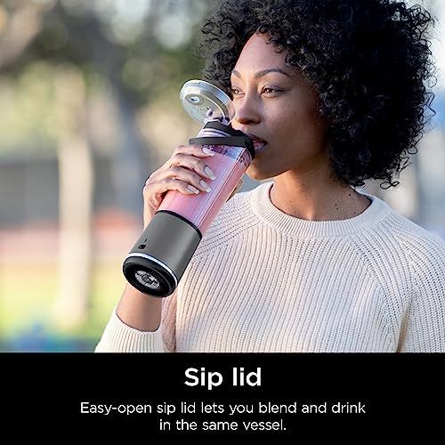 Ninja ニンジャ ブラスト ポータブルブレンダー コードレス 18オンス 容器 パーソナルブレンダー シェイク スムージー用 BPAフリー 漏れ防止 蓋 飲み口 USB C充電式 食洗機対応パーツ ブラック BC 151 BKpo