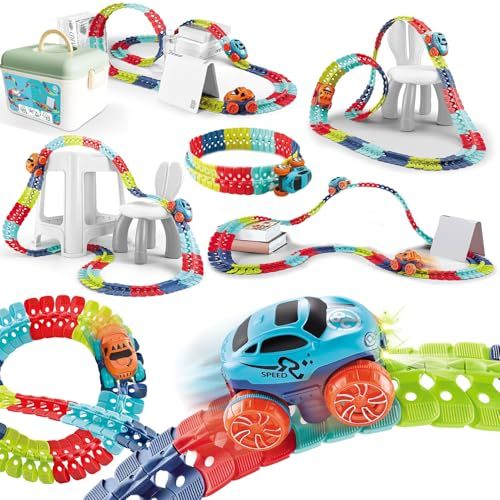 Jecimco 車おもちゃ 子供 DIY レール 組み立て おもちゃ 男の子 女の子 のプレゼント 立体パズル ジェットコースター ビーズコースター 知育玩具 ブロックpo