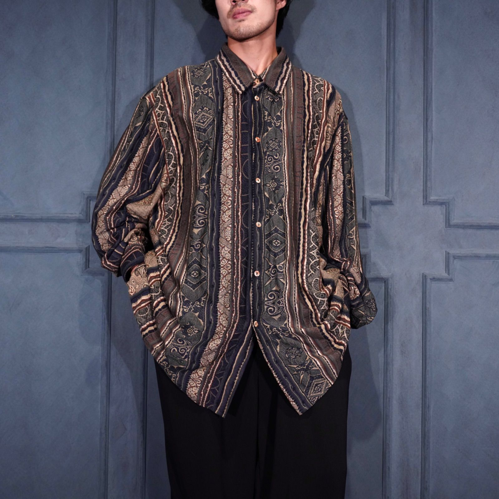 USA VINTAGE NOUVEAU COOGI 3 D KNIT SHIRT アメリカ古着クージー3 Dニットシャツ