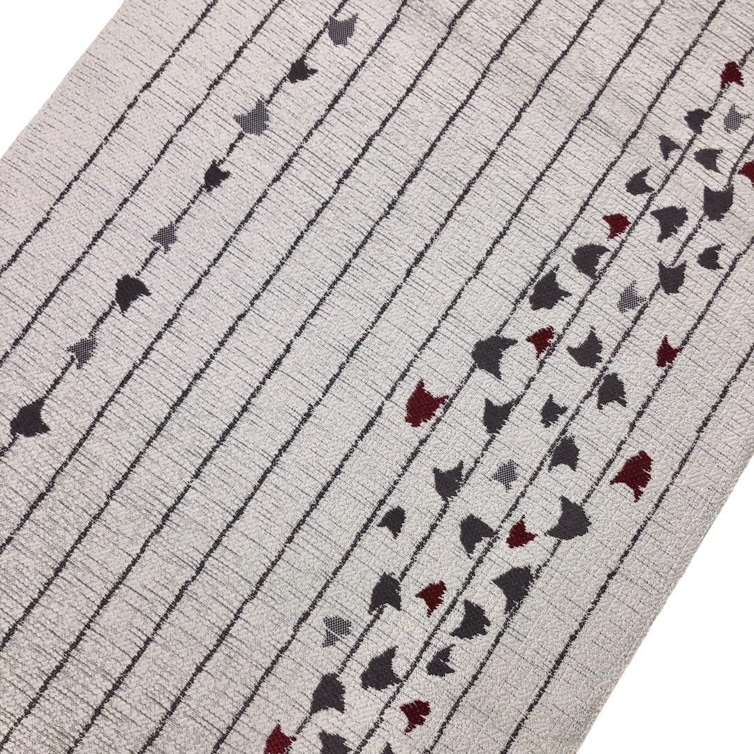 名古屋帯 縦縞に抽象模様 砂色 O-5121 - メルカリ