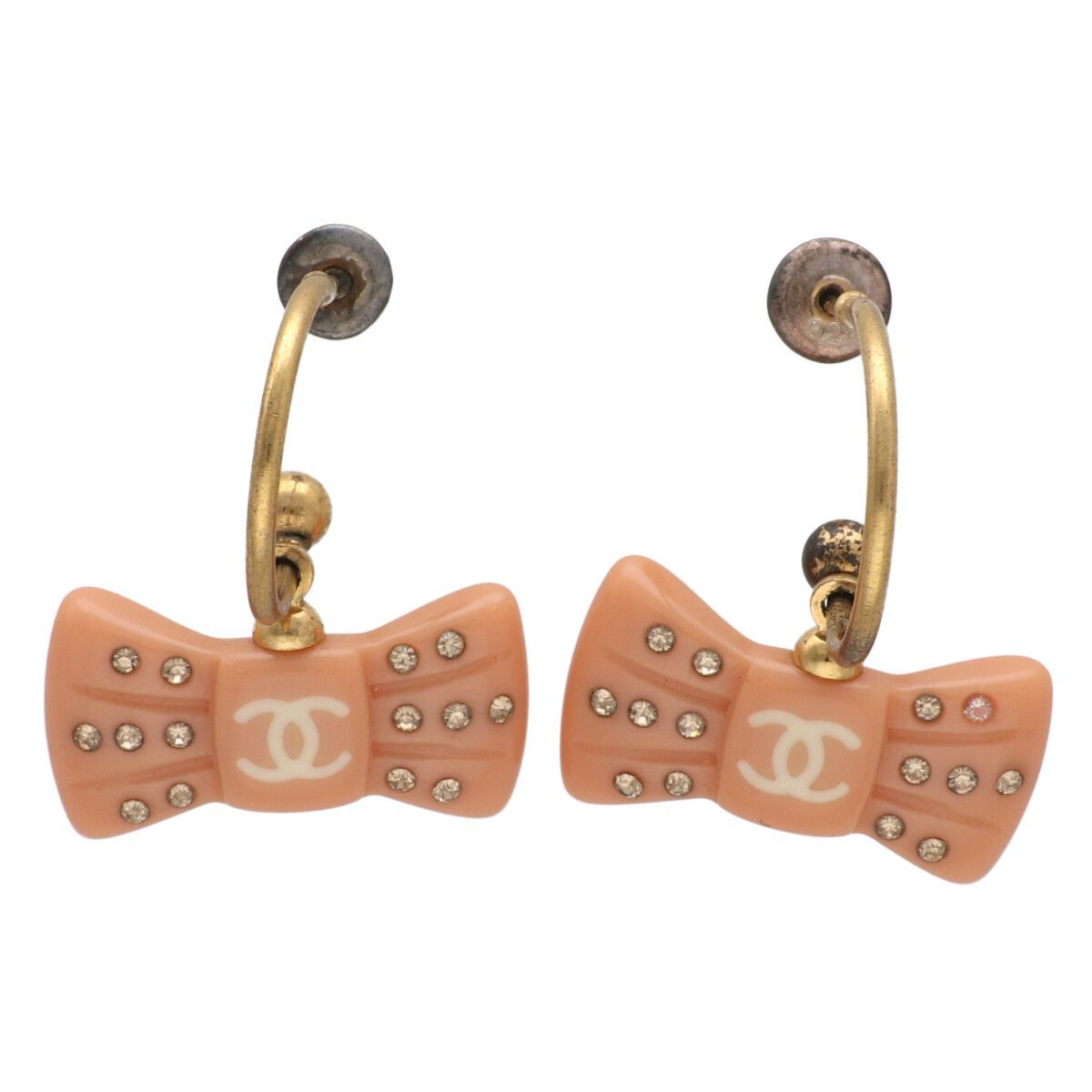 CHANEL シャネル ピアス 02 P リボン フープピアス 両耳 YM