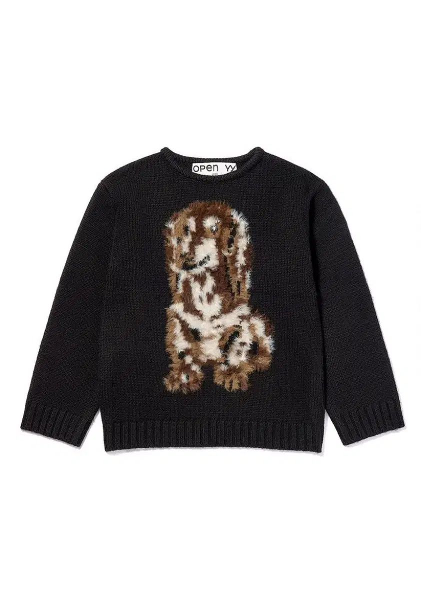 Open YY シャギー ジャカード ドッグ セーター ブラック