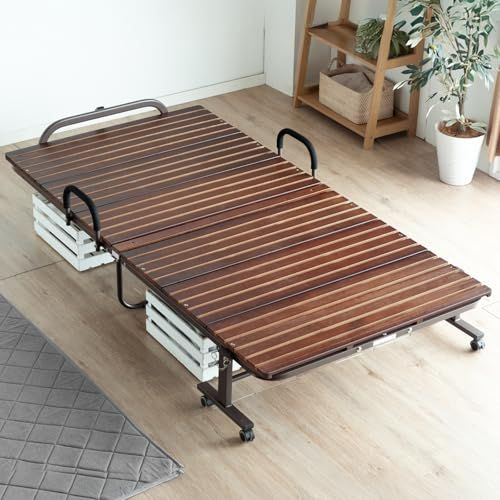 タンスのゲン ベッド シングル 折りたたみベッド すのこベッド 桐 耐荷重約300 kg ベッドフレーム 木製 ヘッドレス ナチュラル 90021 m