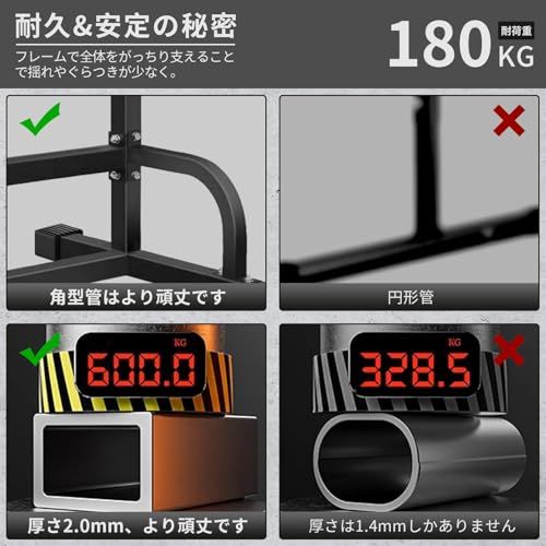 MOJEER 懸垂マシン ぶらさがり 健康器 耐荷重180 kg 高さ11段 アームレスト3段 プッシュアップバ一4段 懸垂バー 懸垂台 健康器具 チンニング ディップスス 多機能 筋力 筋肉トレーニング器具 家庭用 日本語説明書 YT 005 m