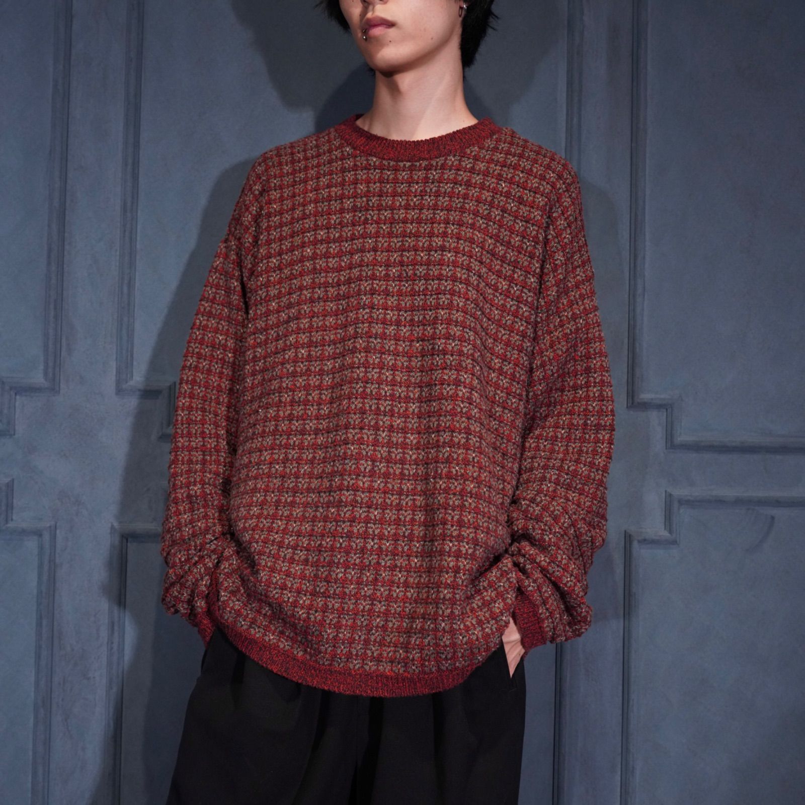 USA VINTAGE ST JOHN S BAY WOVEN DESIGN COTTON KNIT アメリカ古着織デザインコットンニット