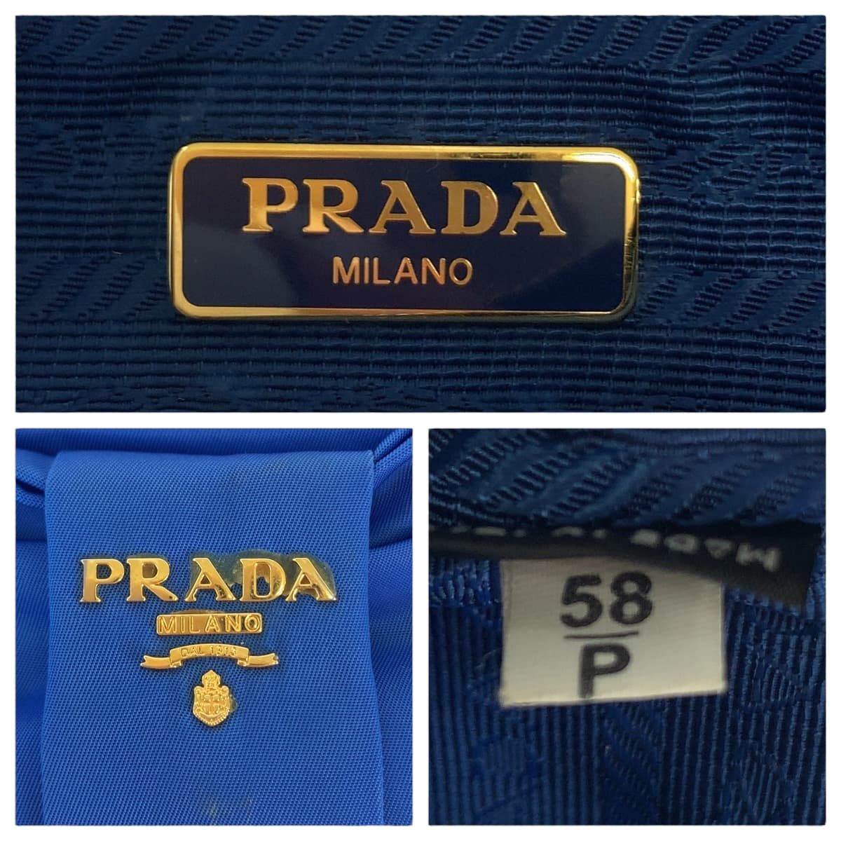 PRADA プラダ テスート リボン ブルー ゴールド金具 ナイロン ショルダーバッグ ポシェット レディース 503408 【中古】 PRADA プラダ テスート リボン ブルー ゴールド金具 ナイロン