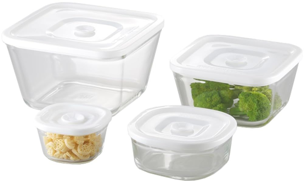 密閉パック レンジ 4点セット PSC MP 4 W 1 角型 ホワイト 密閉容器 耐熱ガラス iwaki イワキ