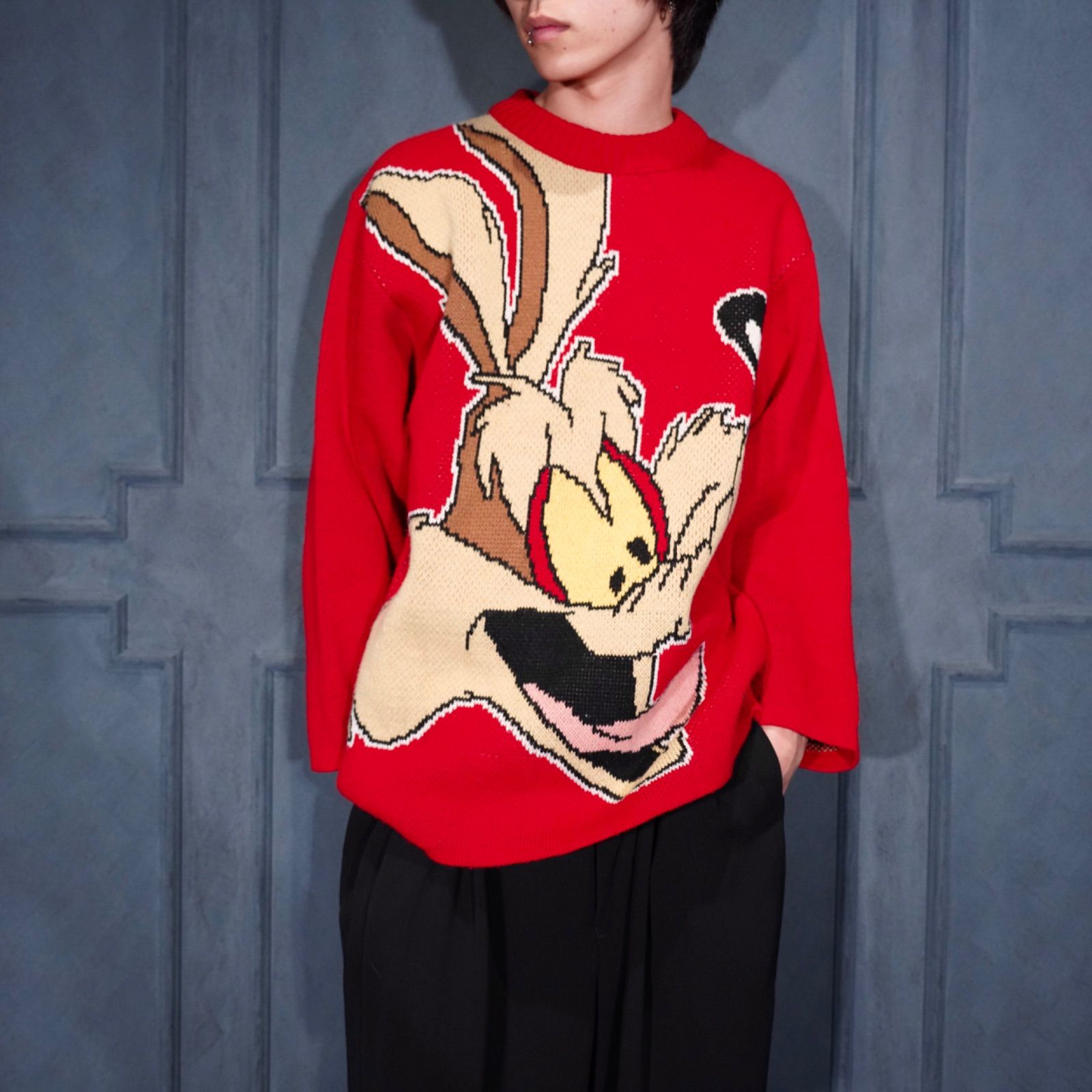 90 s USA VINTAGE LOONEY TUNES DESIGN ACRYLIC WOOL KNIT 90年代アメリカ古着キャラクターデザインアクリルウールニット