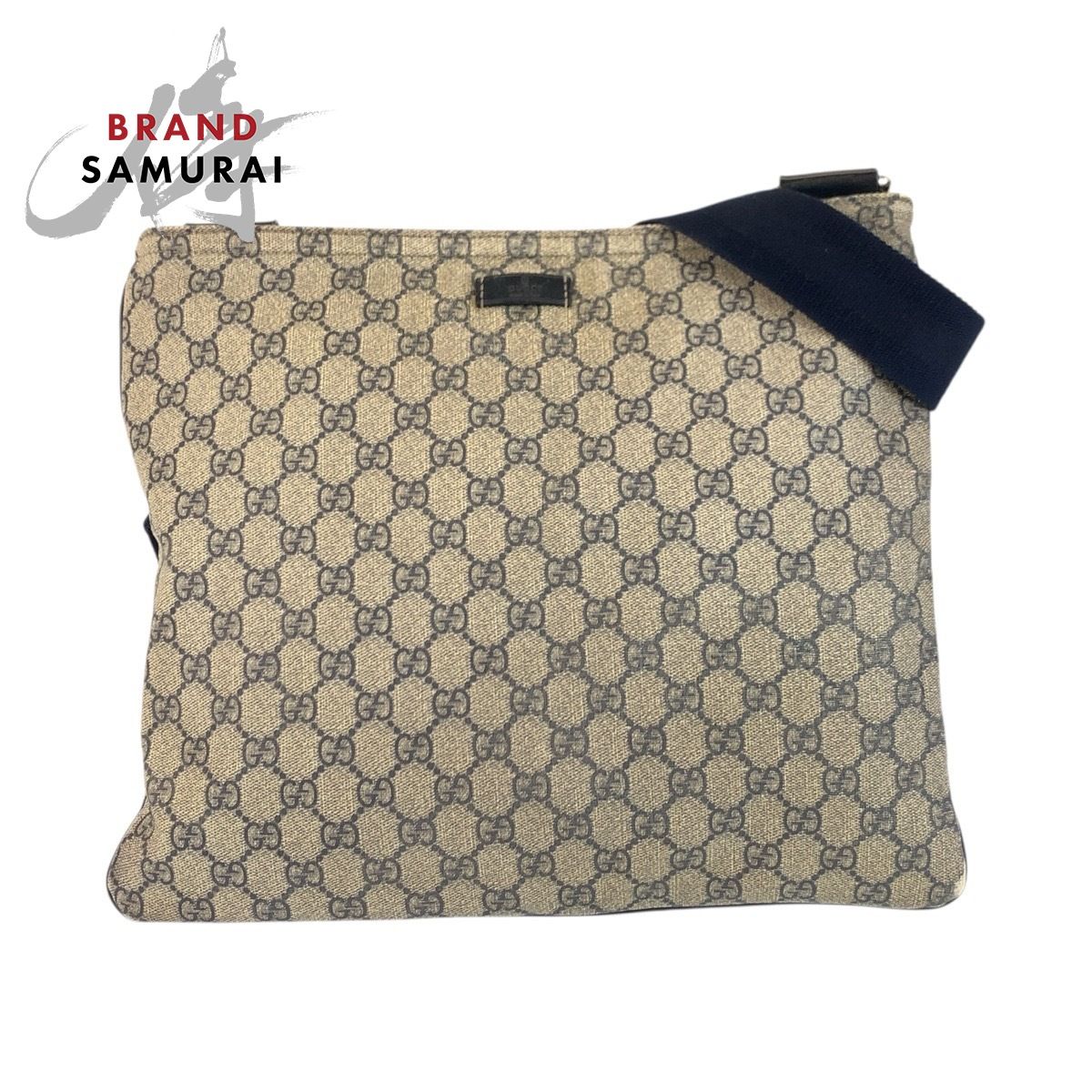 GUCCI グッチ グレー ネイビー シルバー金具 GGスプリームキャンバス