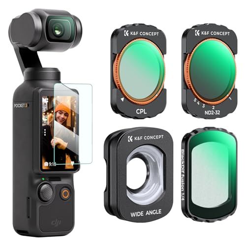 K F CONCEPT DJI OSMO Pocket 3用 レンズフィルターセット CPL 1 4ブラックミスト ND 2 32 広角レンズ cplフィルター ブラックミストフィルター 可変ND 磁気着脱式 装着便利 AGC光学ガラス 28層ナノコーテpo