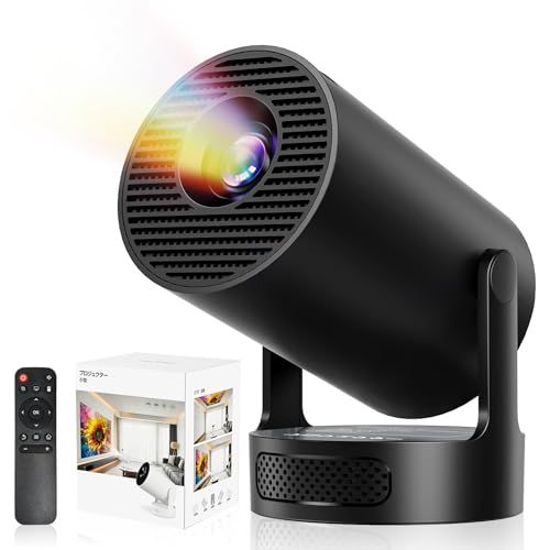 プロジェクター 家庭用 超小型 2025アップグレード版Android TV 14 0搭載＆270°回転＆HiFi外部スピーカー 27000 LM 1080 P 4 K対応 短距離投影 高輝度 天井投影 Wi Fi 6 大画面 自動台形補正 操作簡単 軽量Blu m