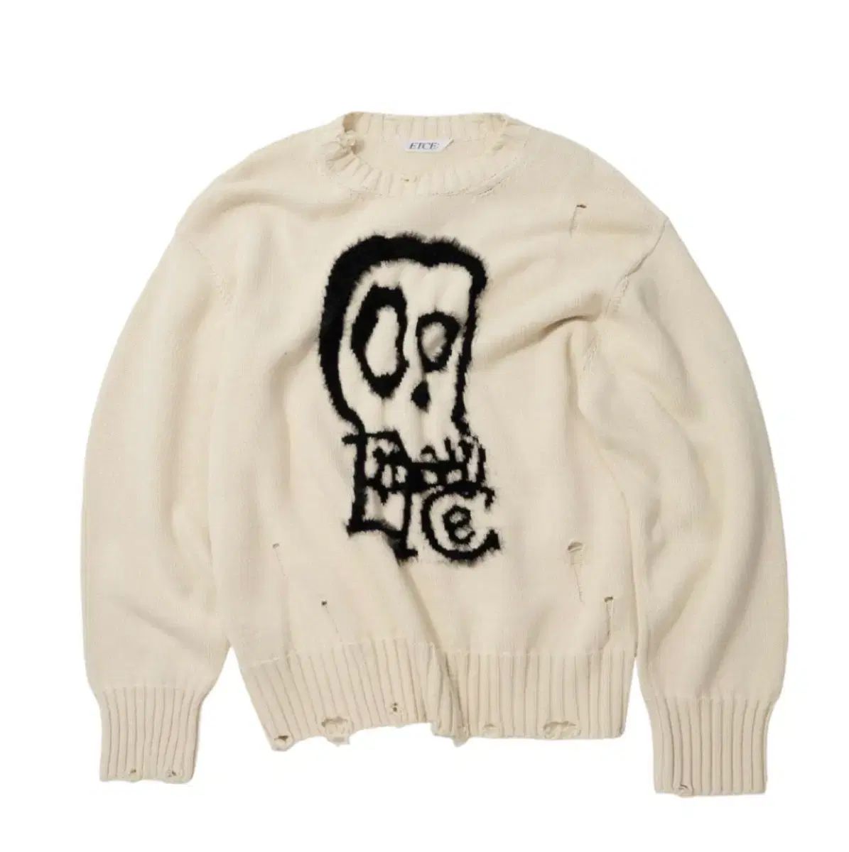 L ETCE スカル コットン ニット アイボリー