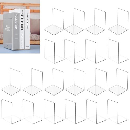 MerryNine アクリルブックエンド 棚用 透明本立て オーガナイザー ブックホルダースタンド 装飾 丈夫な本用ブックストッパー 18 cm x 12 10組 po