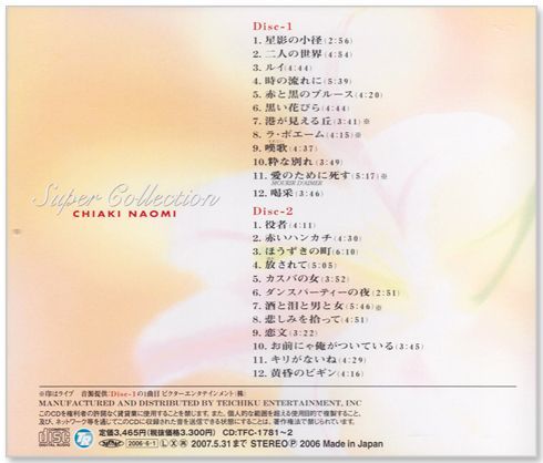 ちあきなおみ スーパ－コレクション エスエスソフトプランニング / ちあきなおみスーパー・コレクション1