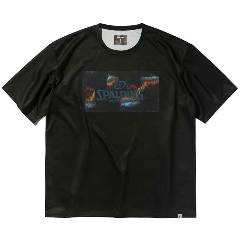 SPALDING スポルディング Tシャツ バイオマーブル ロゴ バスケットボール 半袖Ｔシャツ smt25009-1000、ブラック