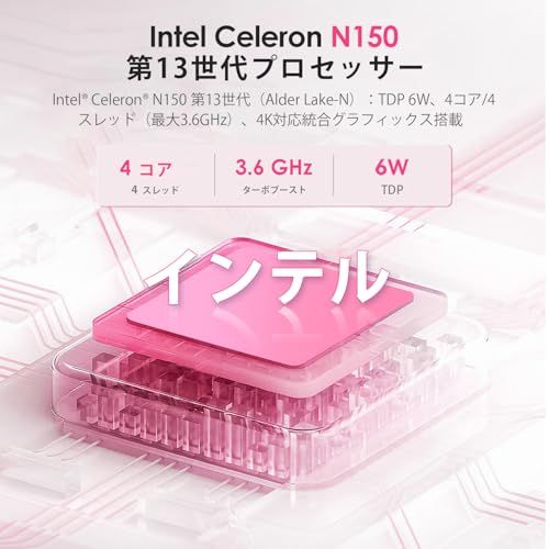 ?Fsjun ミニPC 2025 office搭? Win 11 Pro Alder Lake N 150 インテルプロセッサー搭載 超小型デスクトップパソコン4 Kデュアルディスプレイ対応 WIFI 5 超軽量 高性能プリインストール省電力VESAマウント付属 m