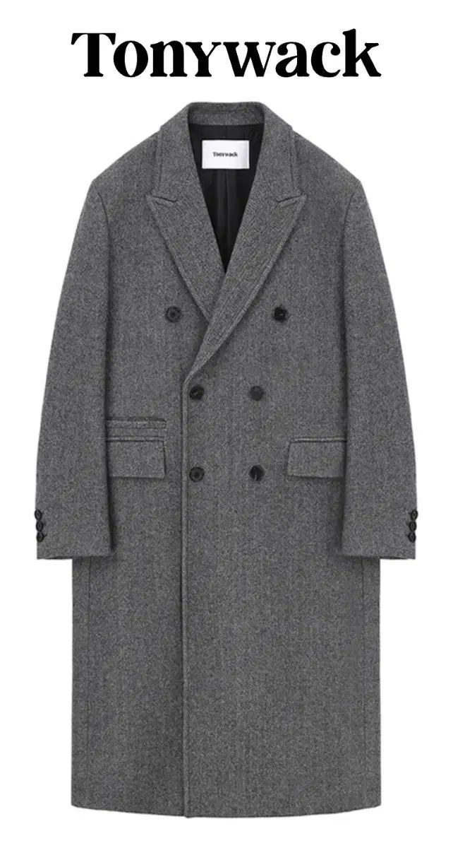 トニーウェック ヘリンボーン ウール ダブル ブレスト コート XL