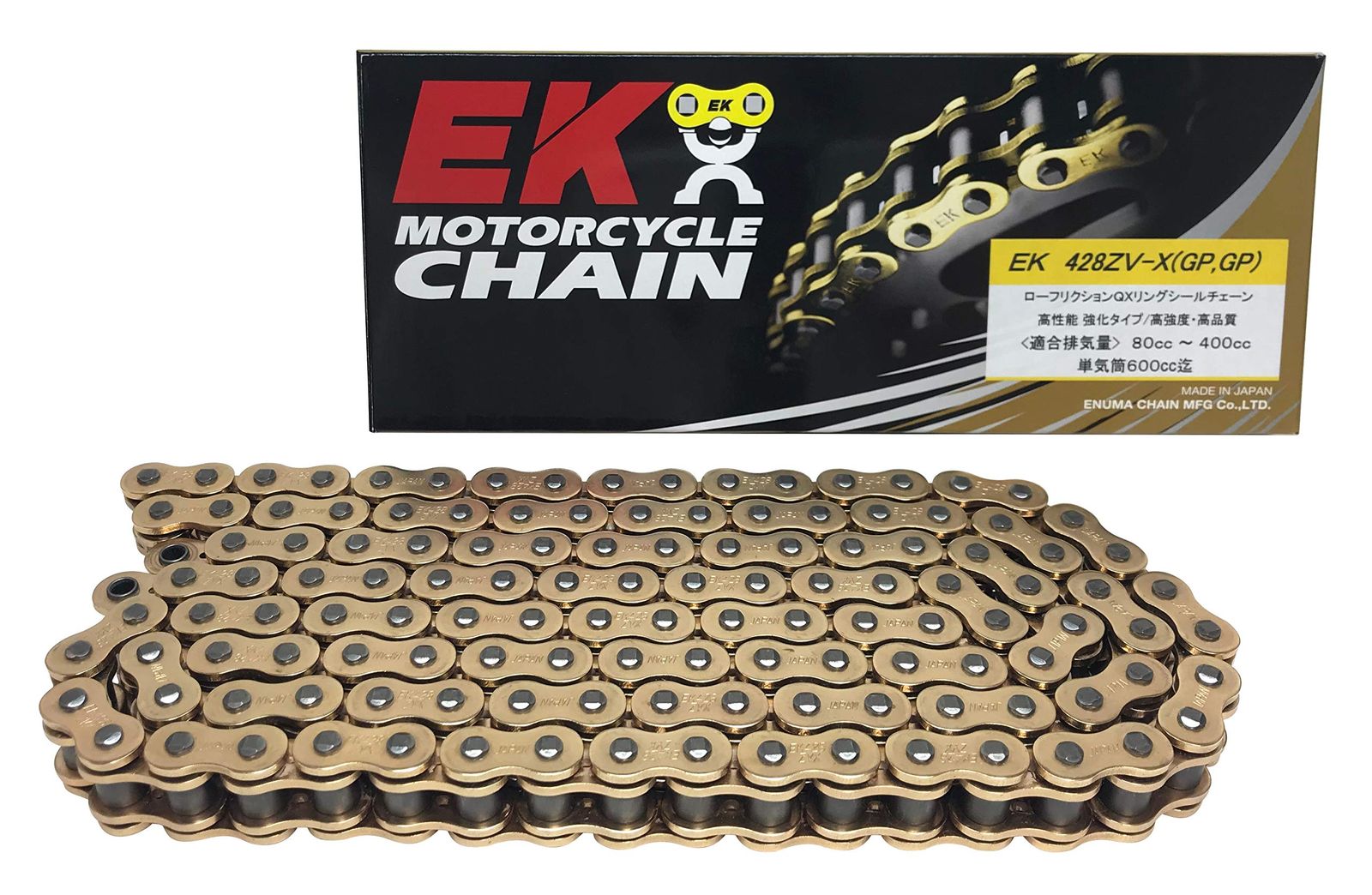 EK イーケー バイク用チェーン 428 ZV X ゴールド 104 L SKJ セミプレスクリップジョイント QXリングシール