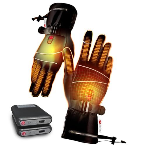 Spre kayou 電熱グローブ ヒーター手袋 12000 mahバッテリー付き 65℃発熱 バイク用 電熱手袋 撥水防寒 防風 滑り止め 3段階温度調節対応 PSE認証済 冬通勤 厚手 向け 登山 自転車 釣り雪かき 除雪 通学 狩猟 乗馬作業 男女 m