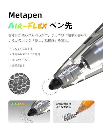 Metapen Air 8 Pro X ipad ペンシル タッチペン アップルペンシル代用ペン 2018 のモデルに対応 Type C急速充電 誤作動防止 Bluetooth不要 書き心地滑らか 鉛筆 11インチ1 m