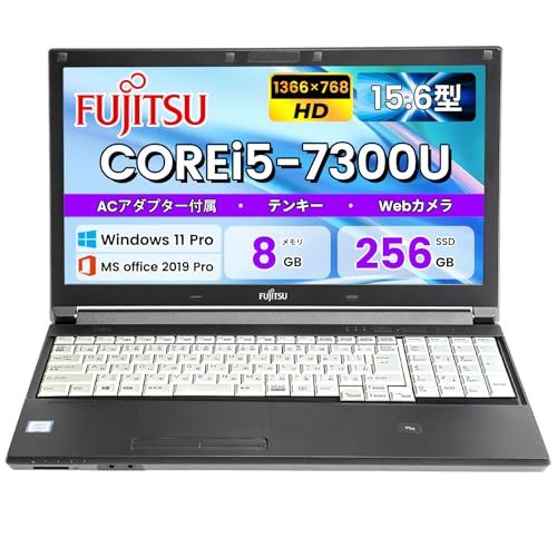 整備済み品 富士通 Lifebook A 577 ノートパソコン 15 6型 第7世代CPU Core i 5 7200 U Win 11 MS Office 2019搭載 初期設定不要 Webカメラ内蔵 WIFI Bluetooth HDMI 電源アダ m