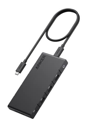 Anker 364 USB C ハブ 10 in 1 Dual 4 K HDMI 100 W PD対応 HDMIポート 2画面出力 着脱式ケーブル 50 cm SDカードスロット イーサネットポート 5 Gbps 高速データ転送 U m
