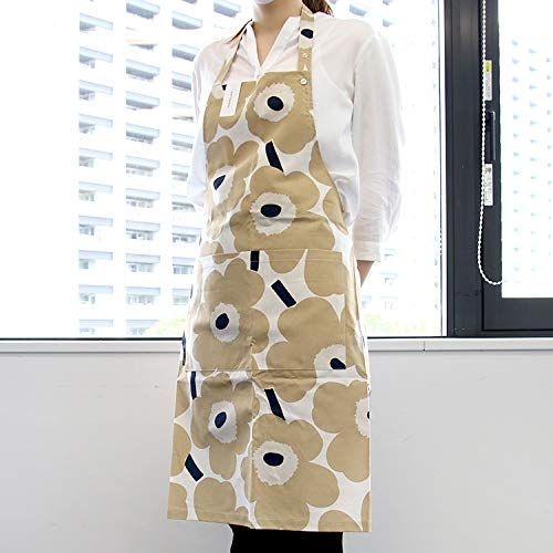 marimekko エプロン Pieni Unikko ウニッコ オフホワイト ベージュ ダークブルー 069907 185 83 5 cm 並行輸入品 m