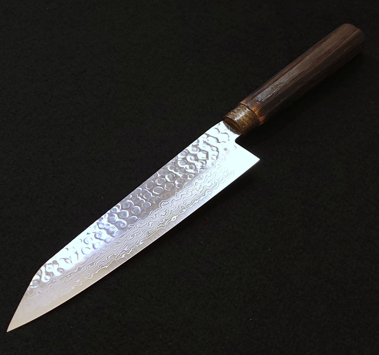 AUS10 ダマスカス 切付包丁 205㎜ G9360 焼栗柄 月光作 1点物 - メルカリ