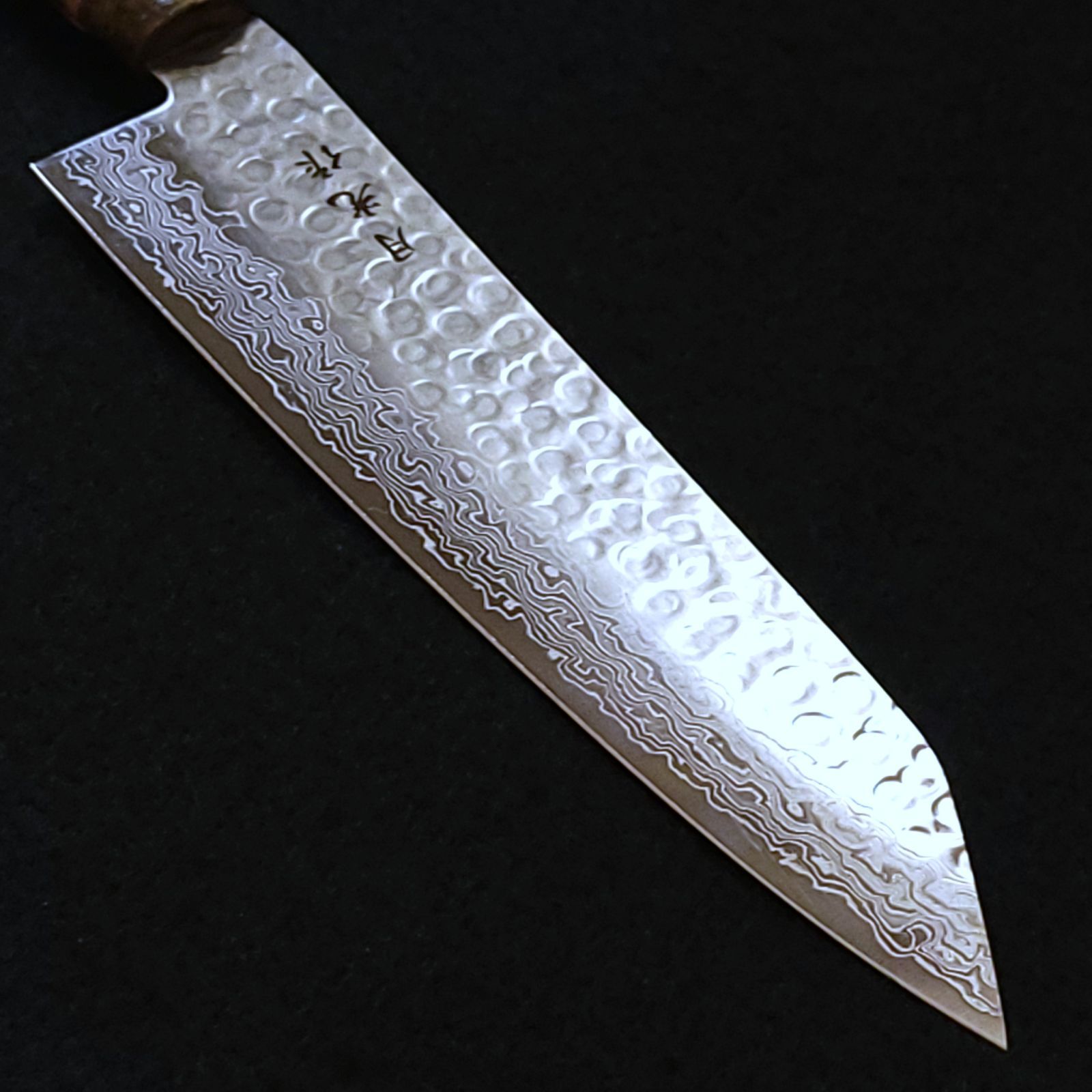  AUS 10 ダマスカス 切付包丁 205㎜ G 9360 焼栗柄 月光作 １点物 牛刀 包丁 ナイフ