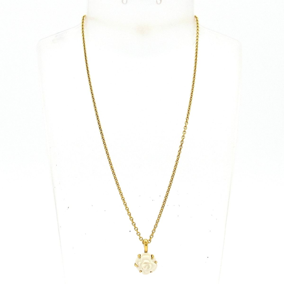 CHANEL シャネル ネックレス カメリア K 18 YG 白