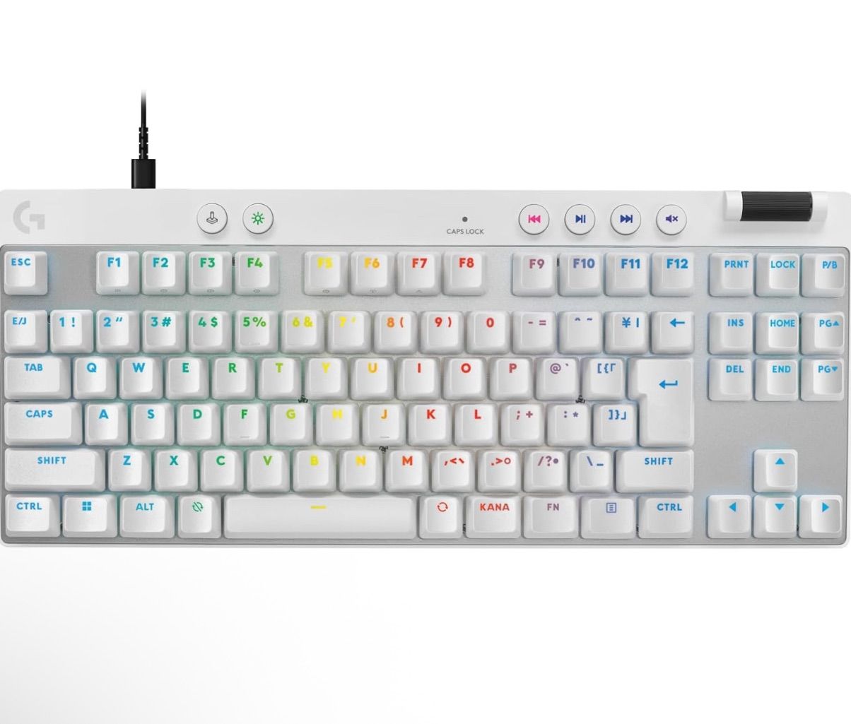 Logicool G ラピッドトリガー PRO X TKL RAPID ゲーミングキーボード アクチュエーションポイント 調整 押下圧 35 日本語配列 PKB RTWH 有線 テンキーレス 磁気式アナログスイッチ PC ホワイト