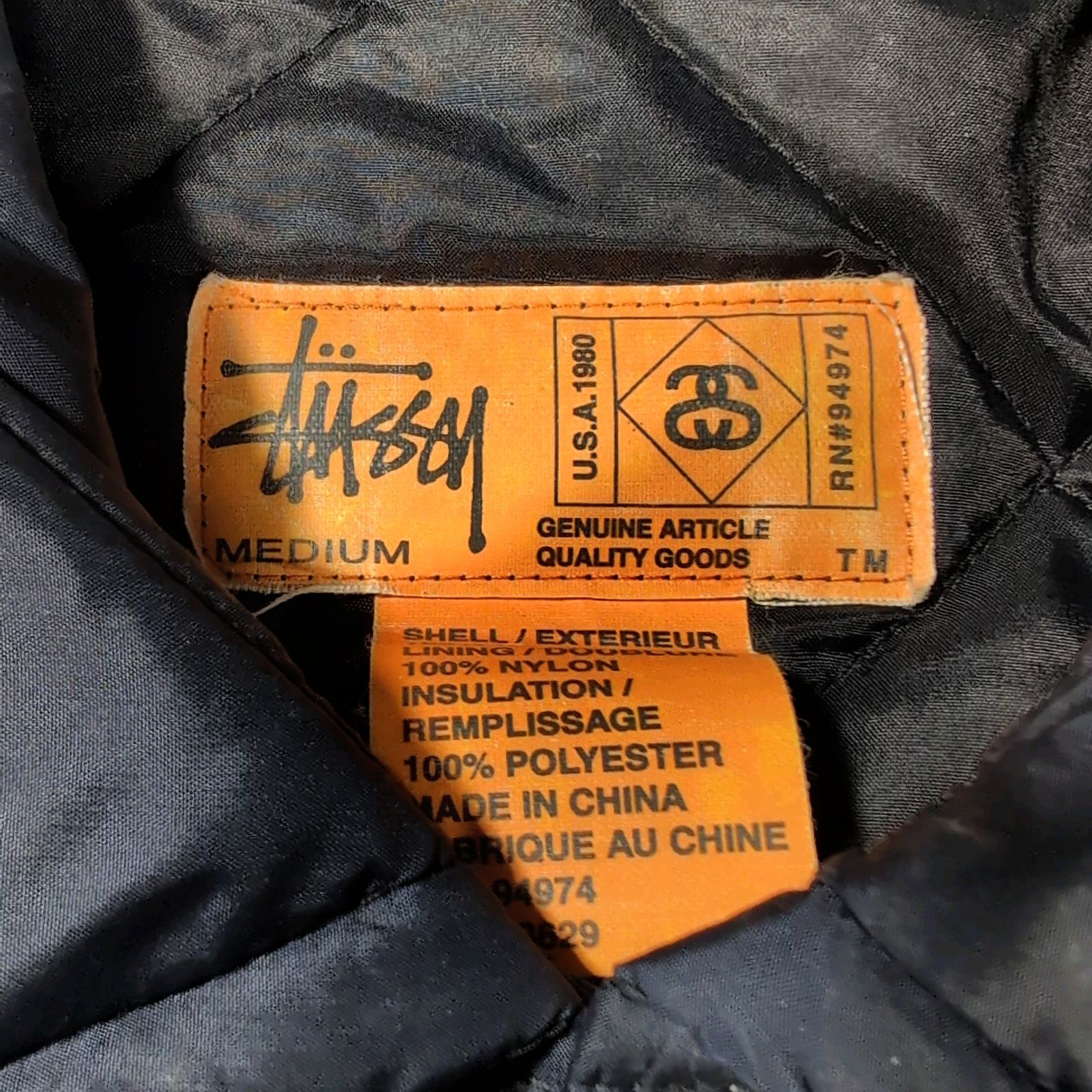 00s OLD STUSSY archive シャネルロゴ刺繍 キルティングジャケット