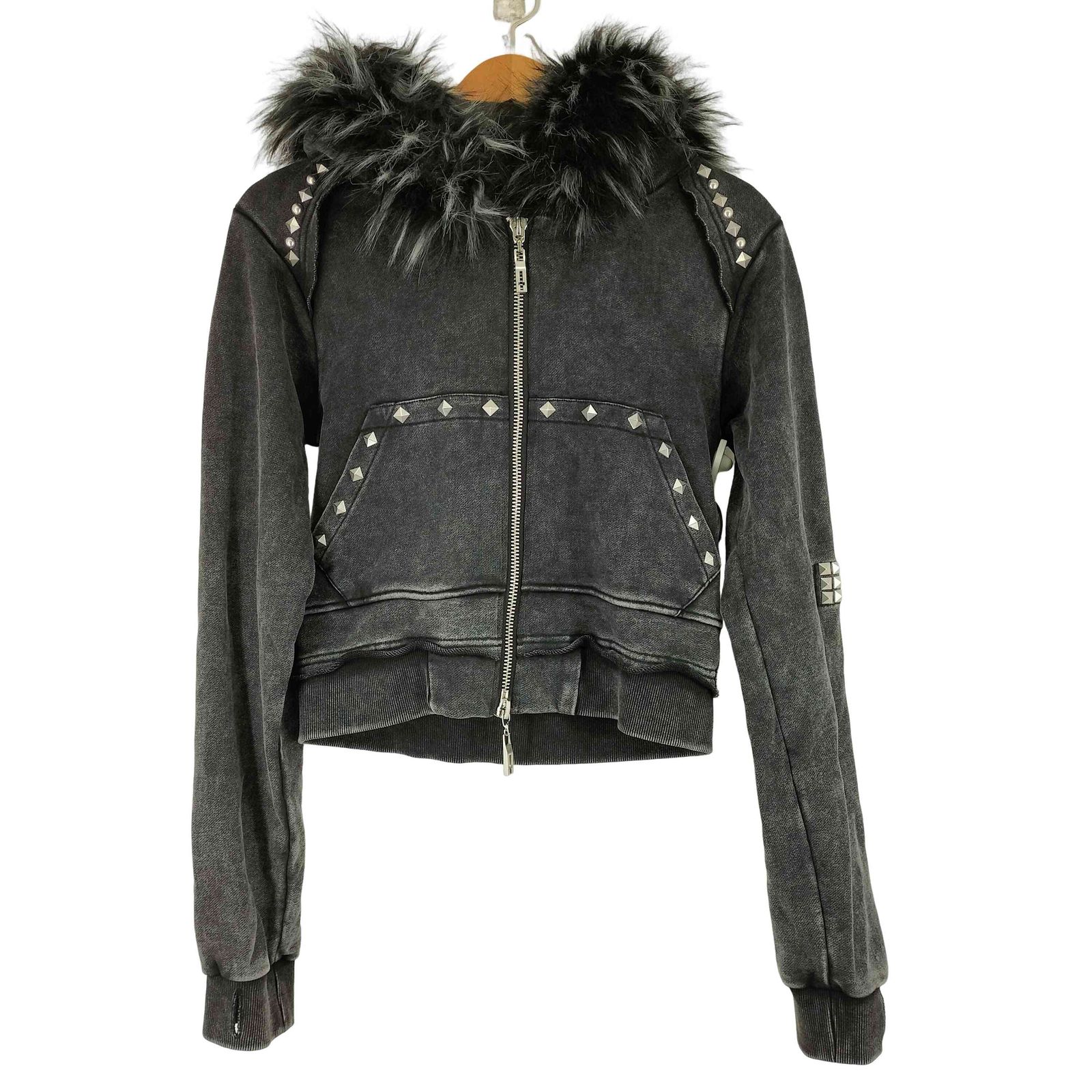 ユーズドフルギ 古着 TYPE SHDE CROSS FOX FUR HOODIE BLACK メンズ 表記無