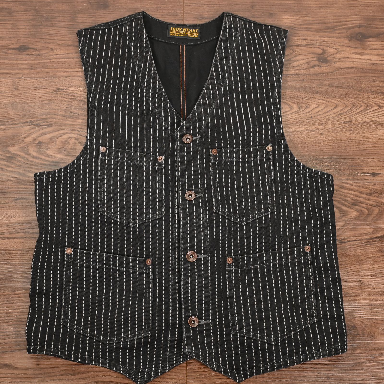 アイアンハート ウォバッシュ デニム ベスト ブラック Lサイズ - メルカリ