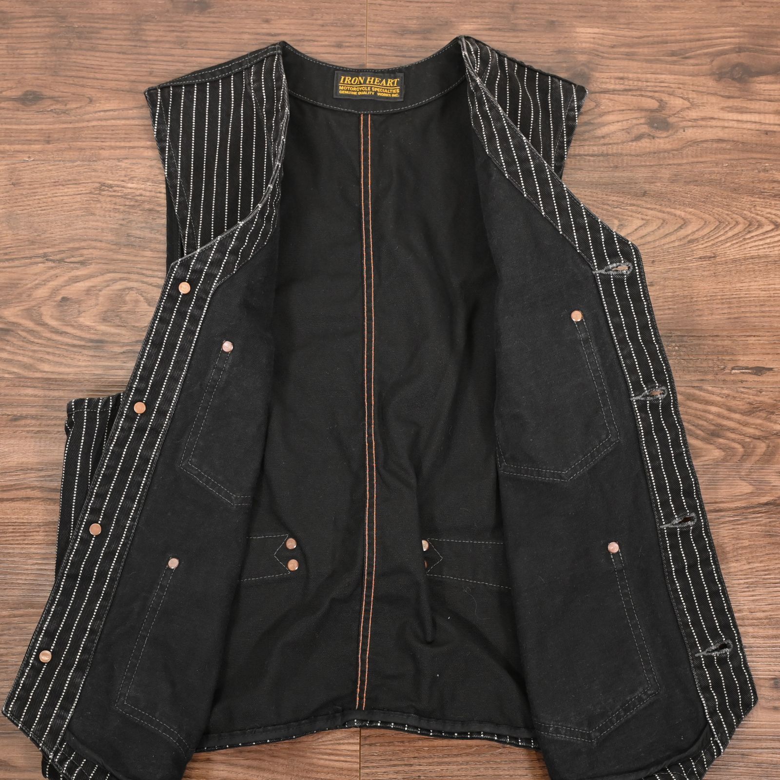 アイアンハート ウォバッシュ デニム ベスト ブラック Lサイズ - メルカリ