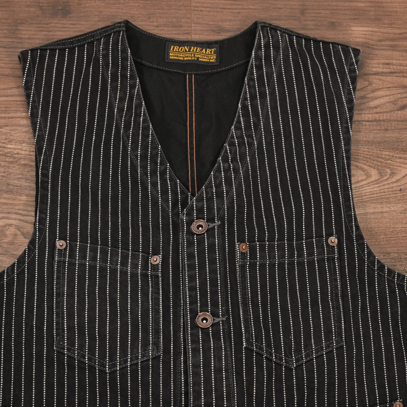 アイアンハート ウォバッシュ デニム ベスト ブラック Lサイズ - メルカリ