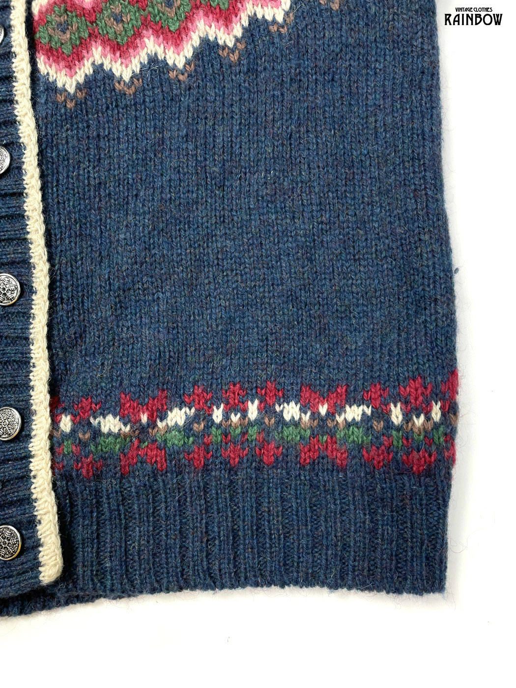 古着 ウールリッチ 花柄 総柄 モヘア ウール 長袖 ニット カーディガン 紺 ttu 2512013 テーパードデニム その他 