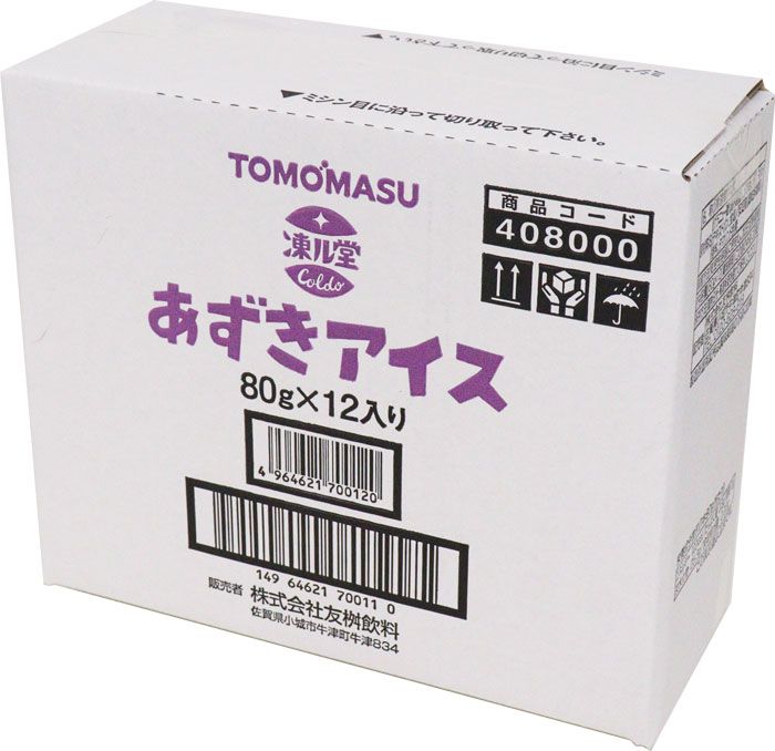 友桝飲料 凍ル堂 あずきアイス 80g パウチ 72本 (12本入×6 まとめ買い