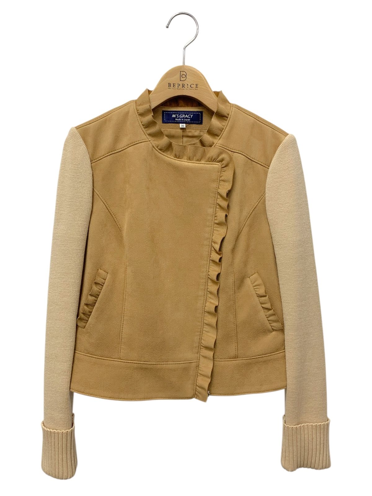 エムズグレイシー Suede Touch Jacket 814532 ジャケット 36 ブラウン ジップアップ