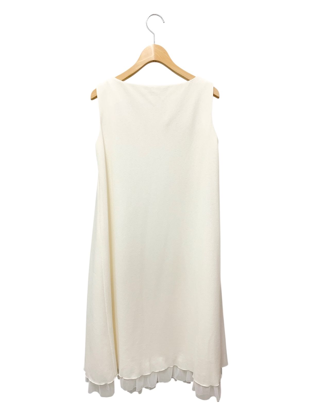 エムズグレイシー 411306 ワンピース 38 ホワイト シアー素材Aラインドレス