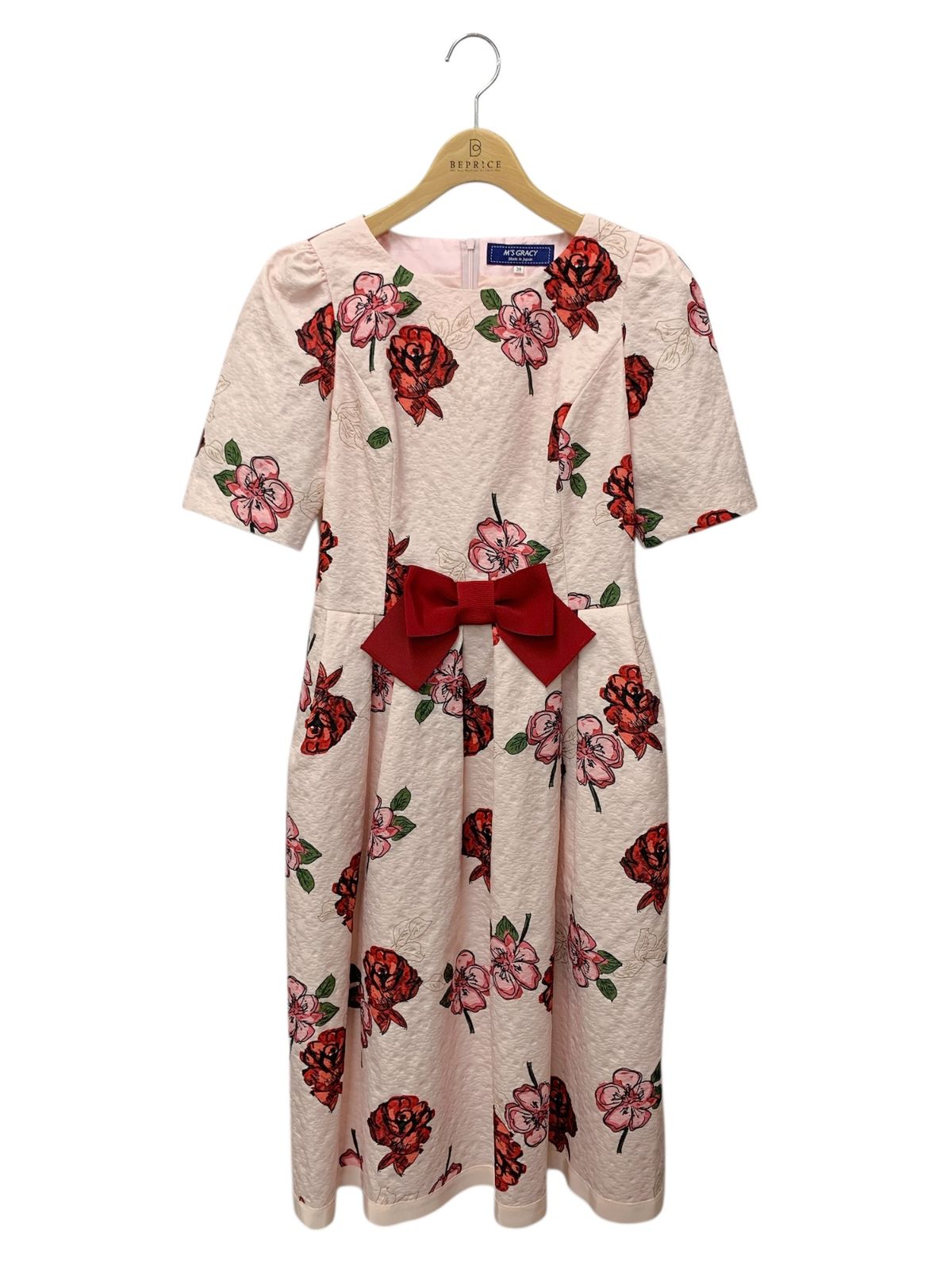 エムズグレイシー フラワープリントタックワンピース 511537 38 ピンク