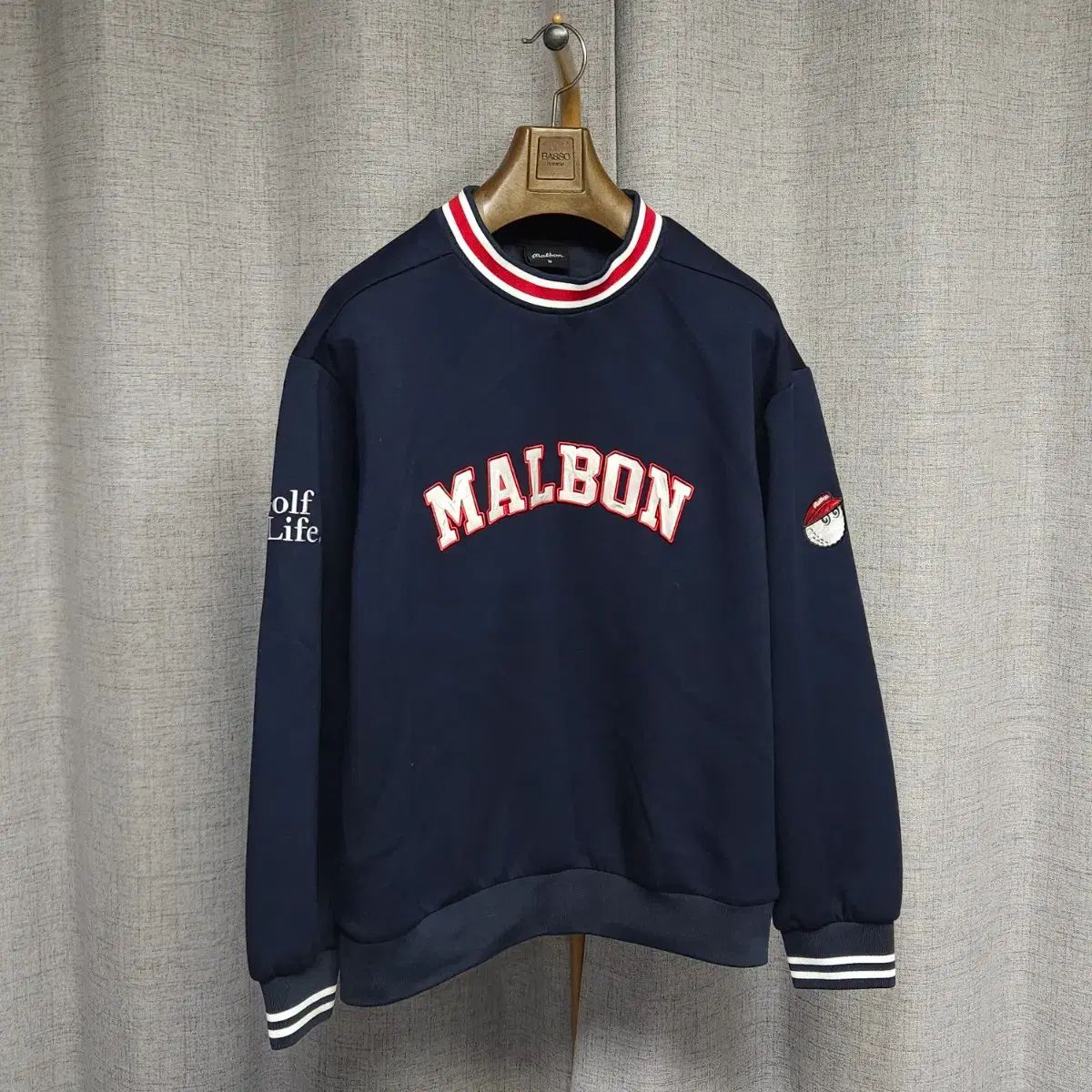 M MALBON GOLF マルボンゴルフ メンズ ゴルフ ラウンド クルーネック Tシャツ ネイビー